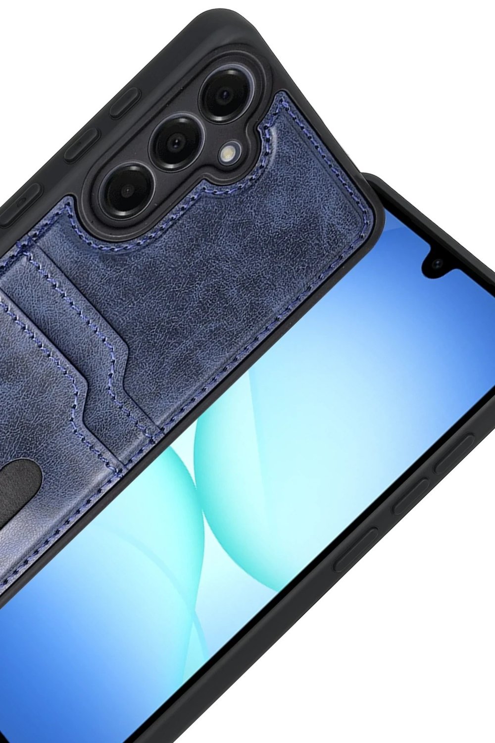 Mey İthalat®  Samsung Galaxy A17 5G Sara Kartvizitli Deri Kılıf - Lacivert