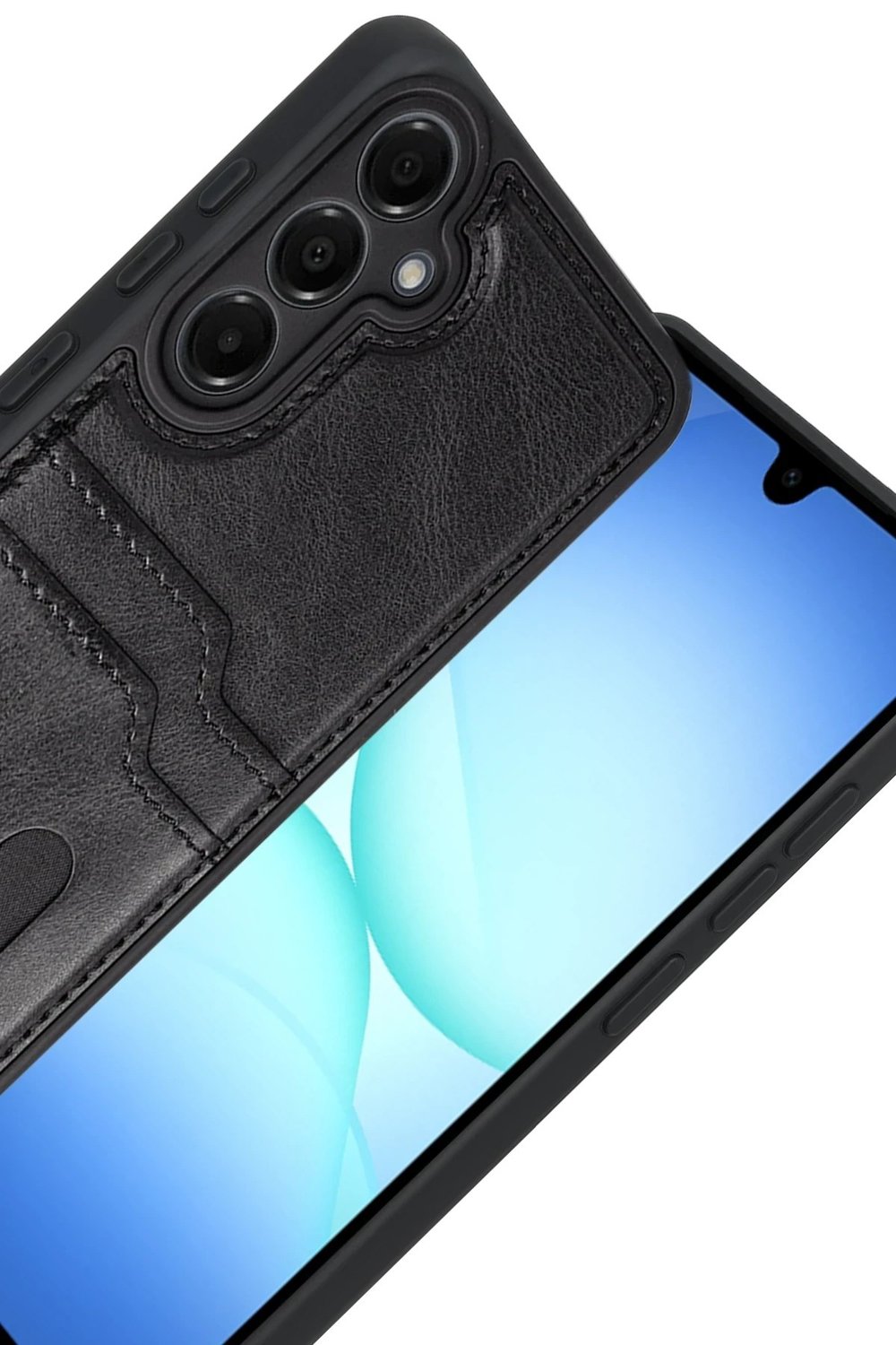 Mey İthalat®  Samsung Galaxy A17 5G Sara Kartvizitli Deri Kılıf - Siyah