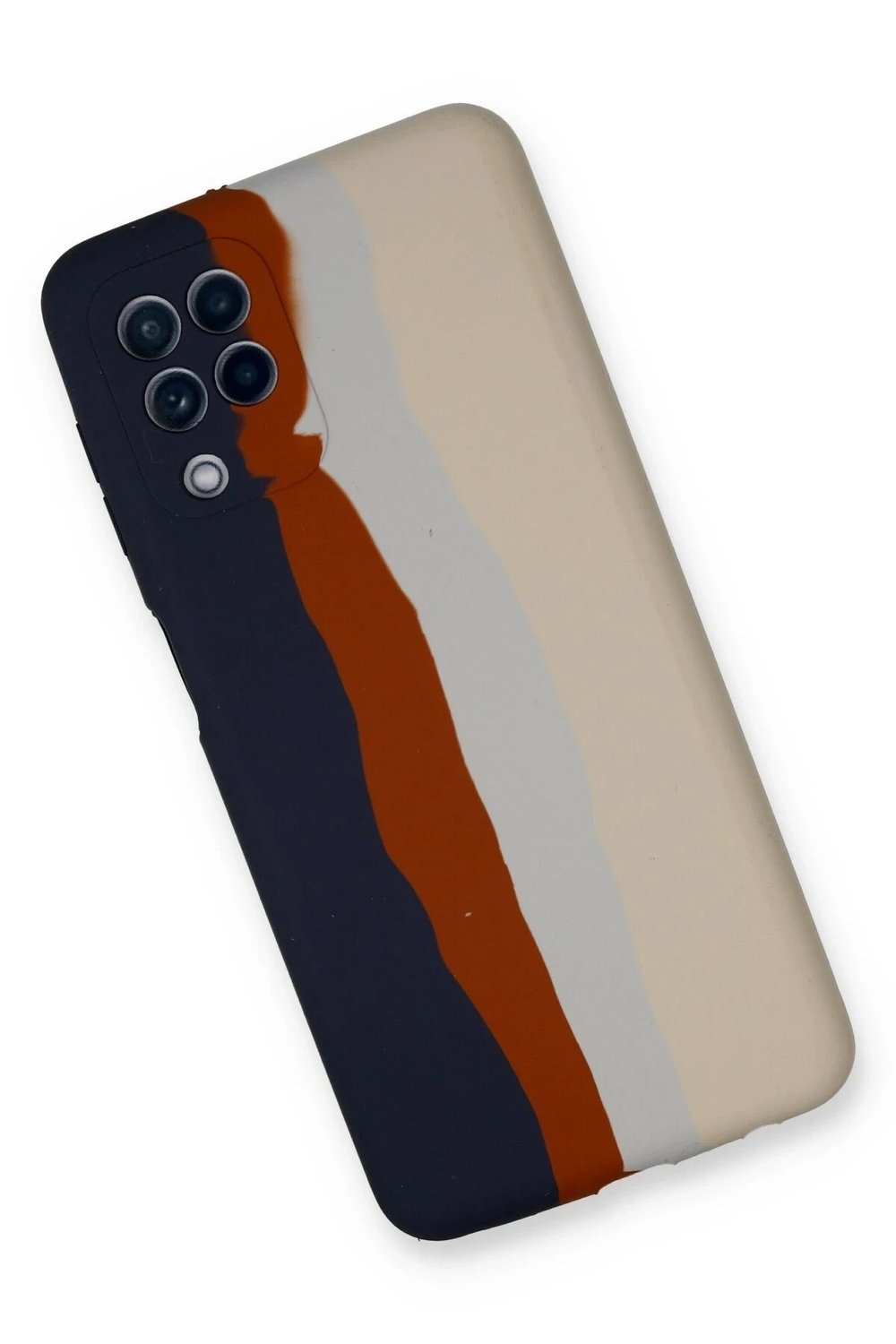 Mey İthalat®  Samsung Galaxy A22 Kılıf Ebruli Lansman Silikon - Lacivert-Krem