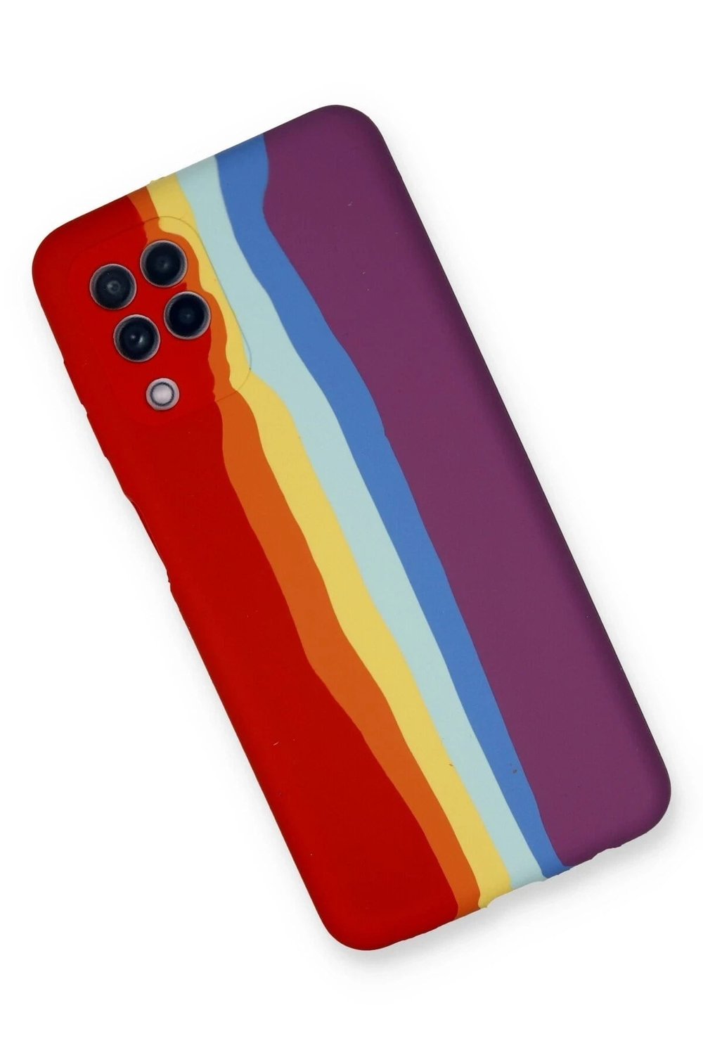 Mey İthalat®  Samsung Galaxy A22 Kılıf Ebruli Lansman Silikon - Kırmızı-Mor