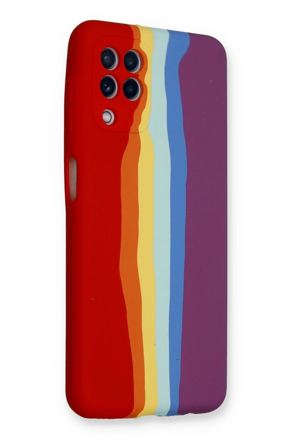 Mey İthalat®  Samsung Galaxy A22 Kılıf Ebruli Lansman Silikon - Kırmızı-Mor