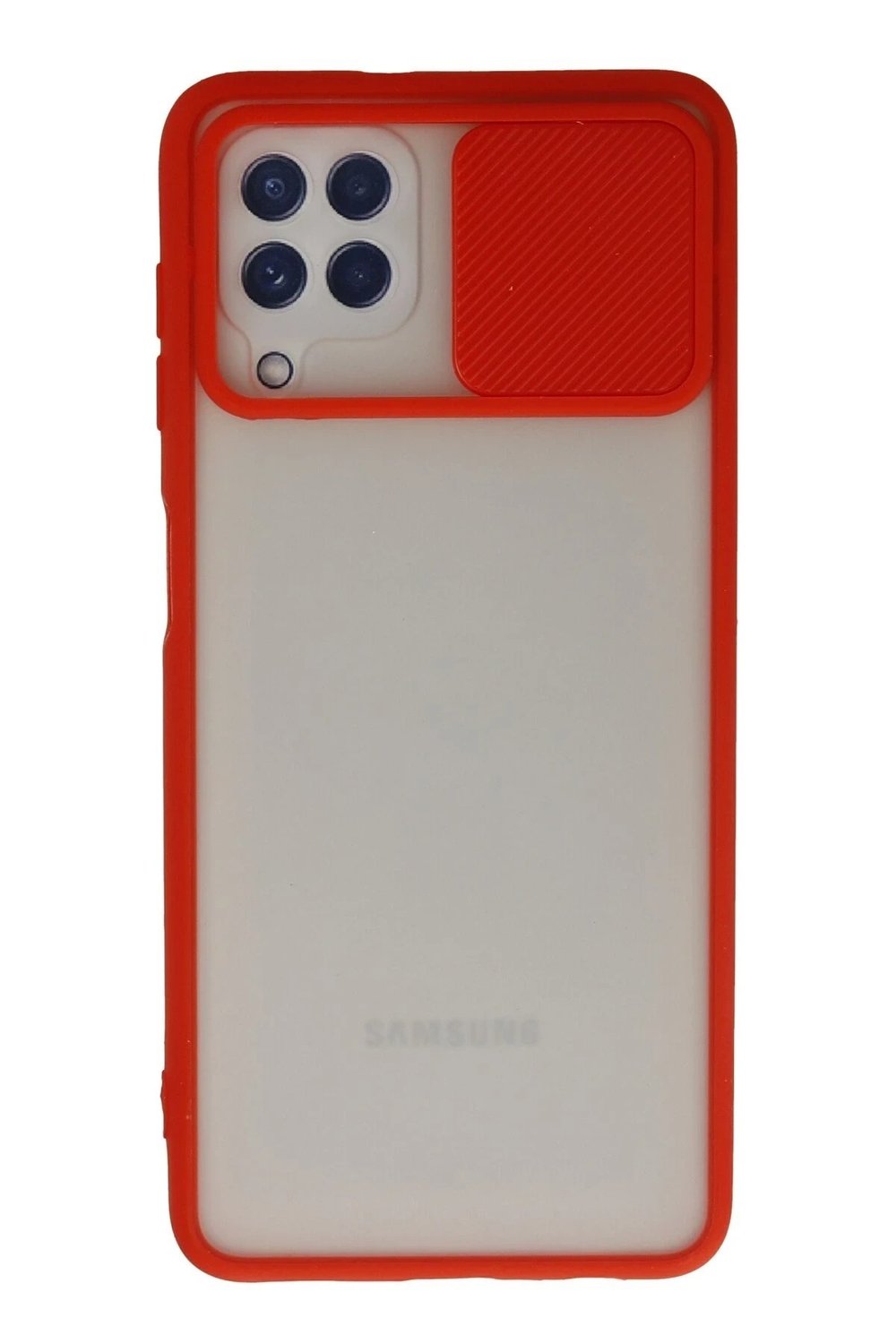 Mey İthalat®  Samsung Galaxy A22 Kılıf Palm Buzlu Kamera Sürgülü Silikon - Kırmızı