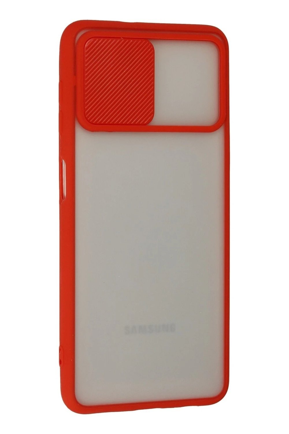 Mey İthalat®  Samsung Galaxy A22 Kılıf Palm Buzlu Kamera Sürgülü Silikon - Kırmızı