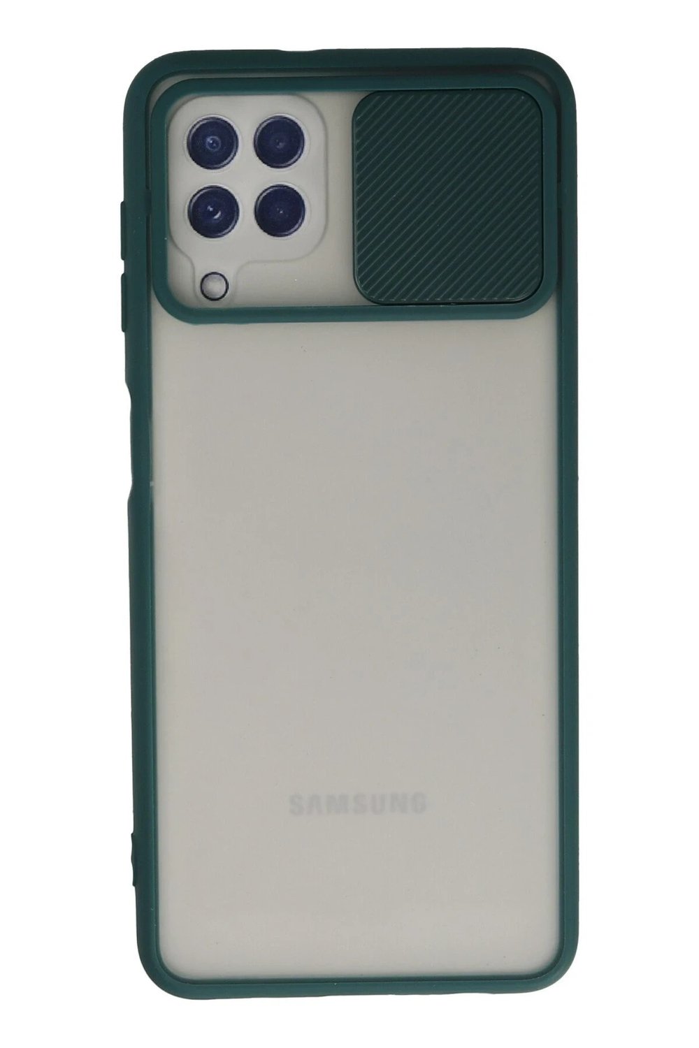 Mey İthalat®  Samsung Galaxy A22 Kılıf Palm Buzlu Kamera Sürgülü Silikon - Yeşil