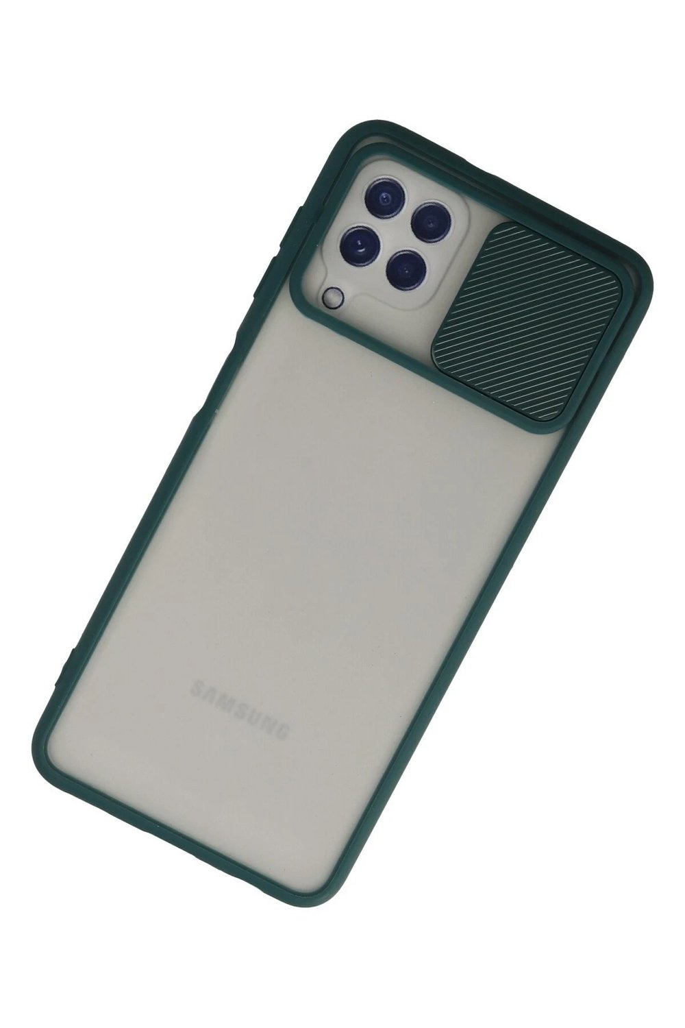 Mey İthalat®  Samsung Galaxy A22 Kılıf Palm Buzlu Kamera Sürgülü Silikon - Yeşil