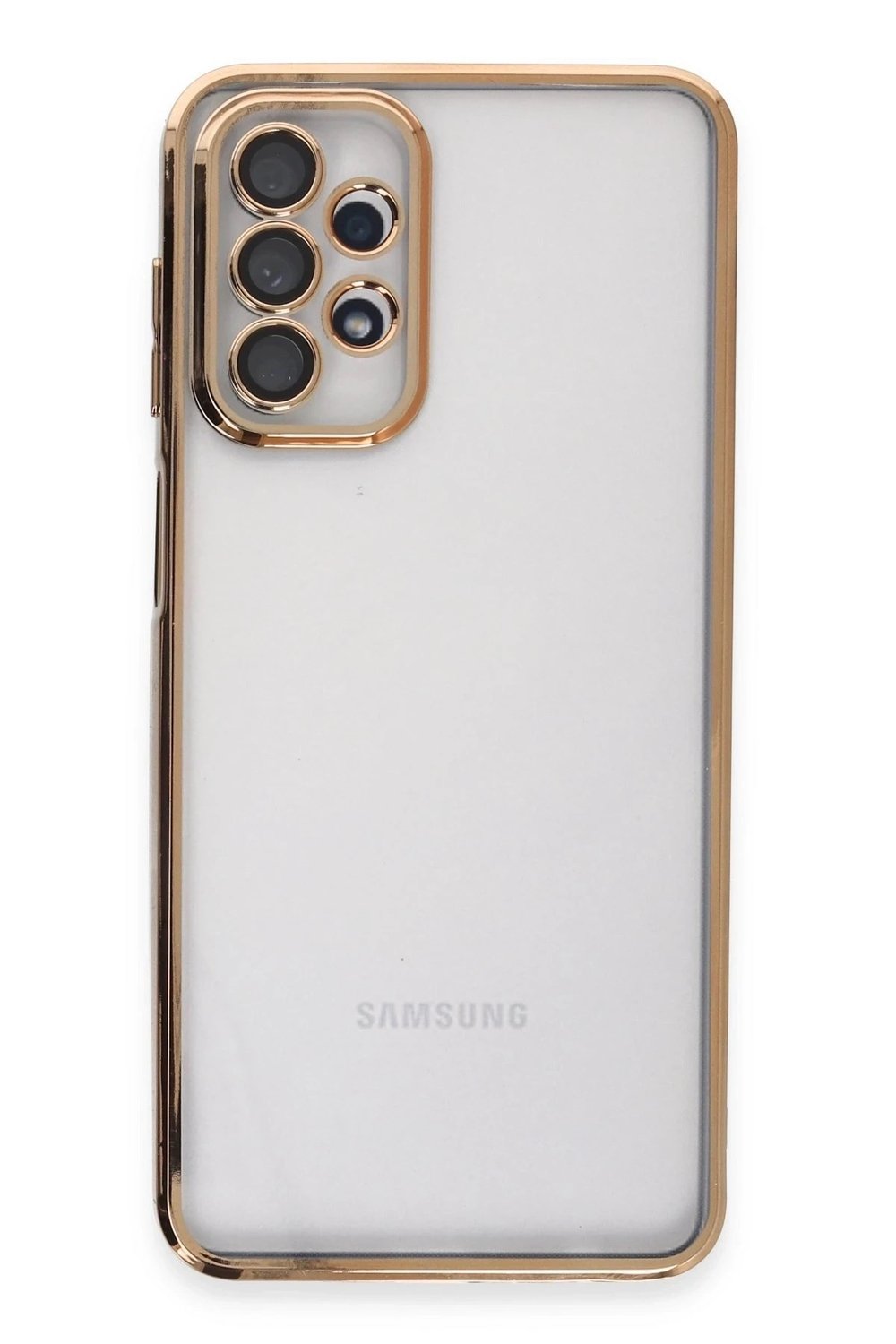 Mey İthalat®  Samsung Galaxy A23 4G Kılıf  Lensli Silikon - Gold