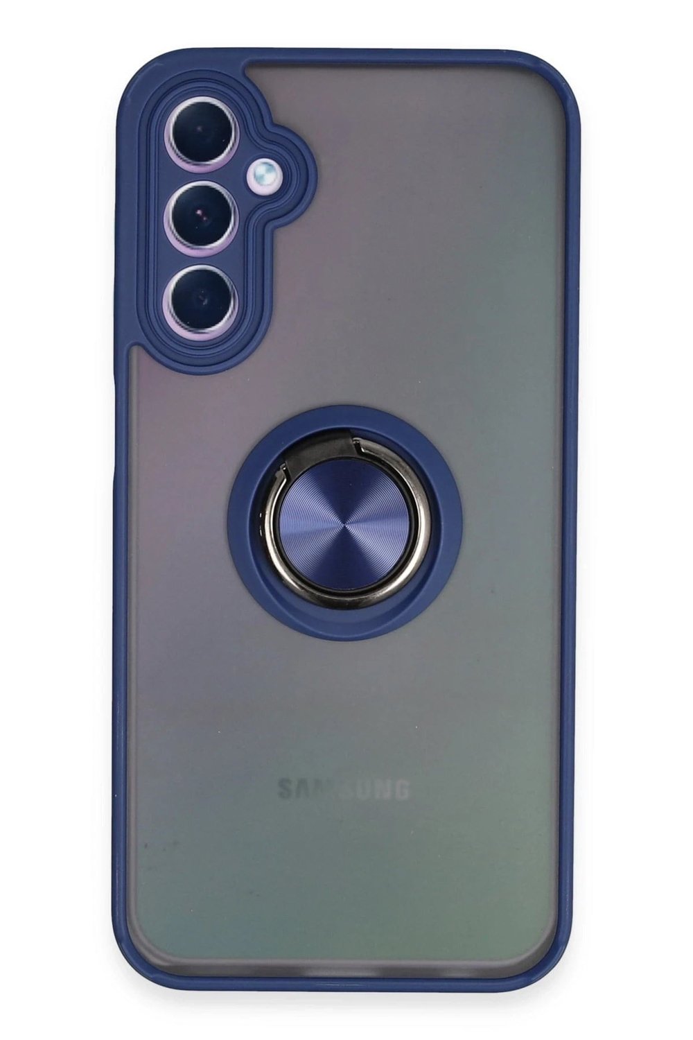 Mey İthalat®  Samsung Galaxy A24 4G Kılıf Montreal Yüzüklü Silikon Kapak - Lacivert