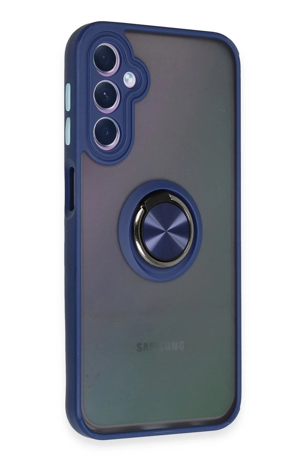 Mey İthalat®  Samsung Galaxy A24 4G Kılıf Montreal Yüzüklü Silikon Kapak - Lacivert