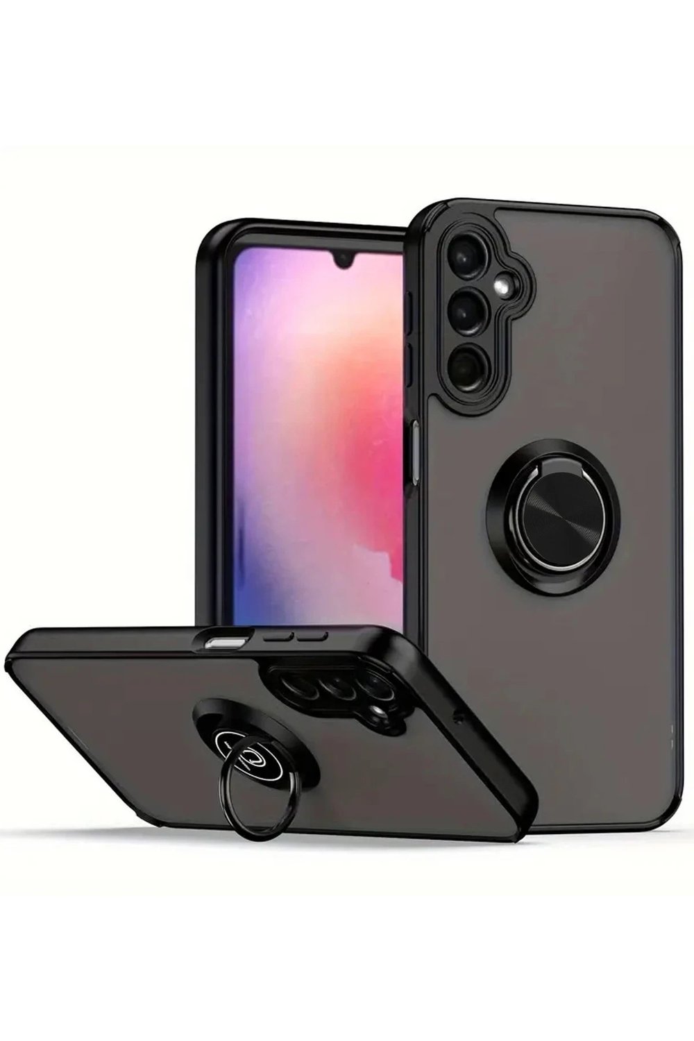 Mey İthalat®  Samsung Galaxy A26 Kılıf Montreal Yüzüklü Silikon Kapak - Siyah