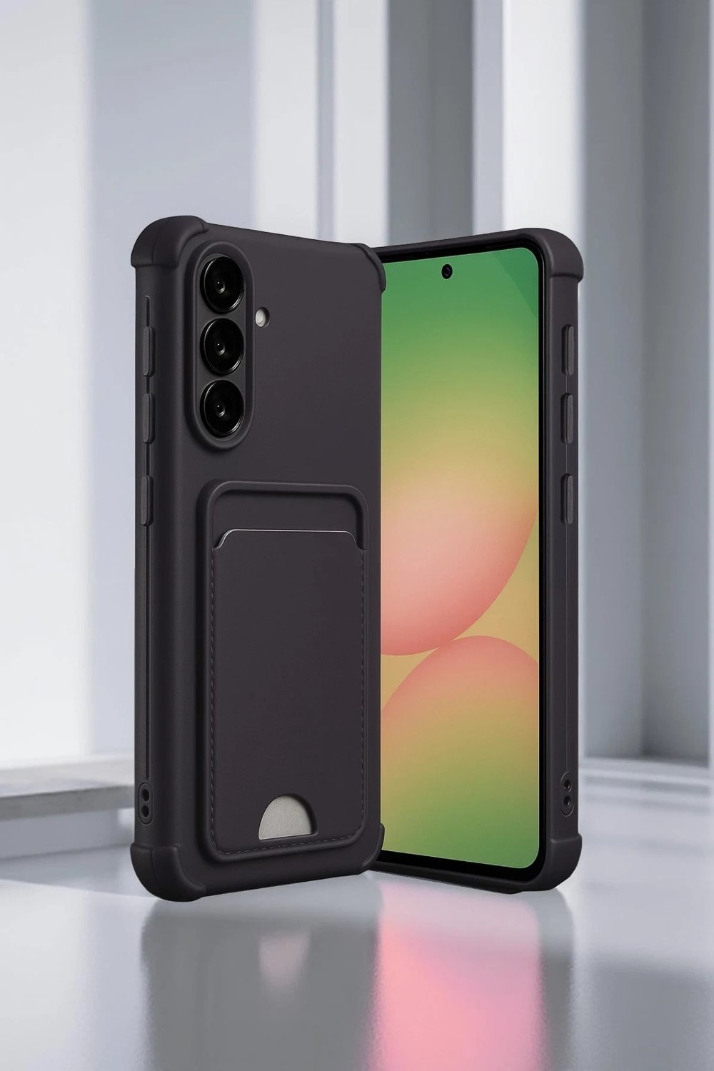 Mey İthalat®  Samsung Galaxy A36 Kılıf Kelvin Kartvizitli Silikon - Koyu Yeşil
