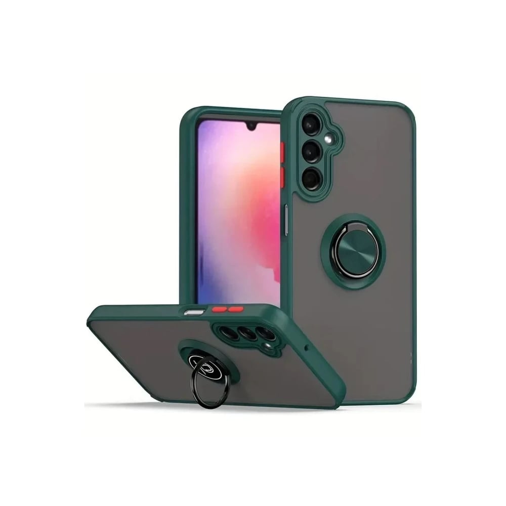 Mey İthalat®  Samsung Galaxy A36 Kılıf Montreal Yüzüklü Silikon Kapak - Yeşil