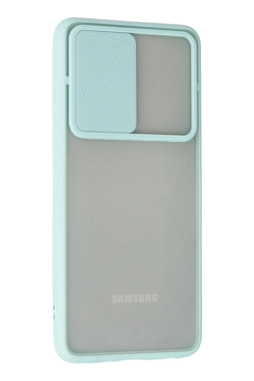 Mey İthalat®  Samsung Galaxy A52 Kılıf Palm Buzlu Kamera Sürgülü Silikon - Turkuaz