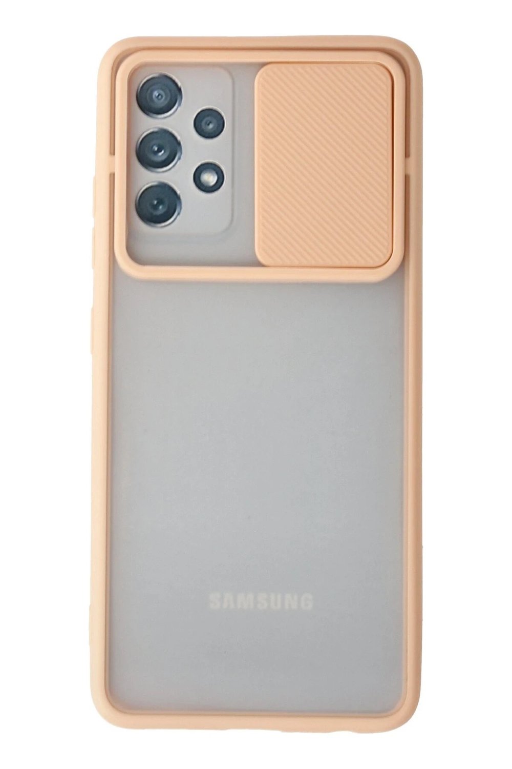 Mey İthalat®  Samsung Galaxy A52 Kılıf Palm Buzlu Kamera Sürgülü Silikon - Pembe