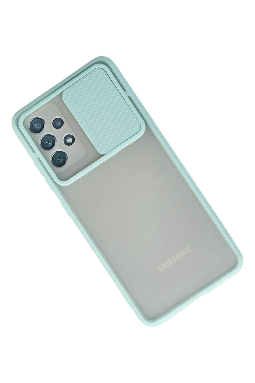 Mey İthalat®  Samsung Galaxy A52 Kılıf Palm Buzlu Kamera Sürgülü Silikon - Turkuaz