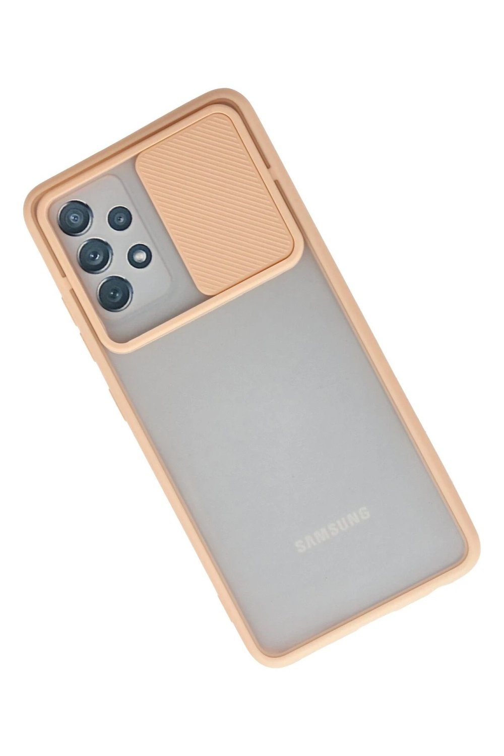 Mey İthalat®  Samsung Galaxy A52 Kılıf Palm Buzlu Kamera Sürgülü Silikon - Pembe