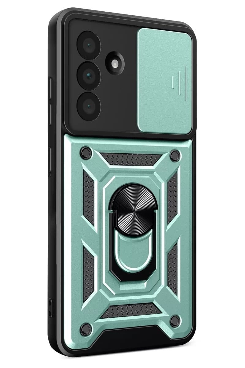Mey İthalat®  Samsung Galaxy A57 5G Pars Lens Yüzüklü Silikon - Yeşil