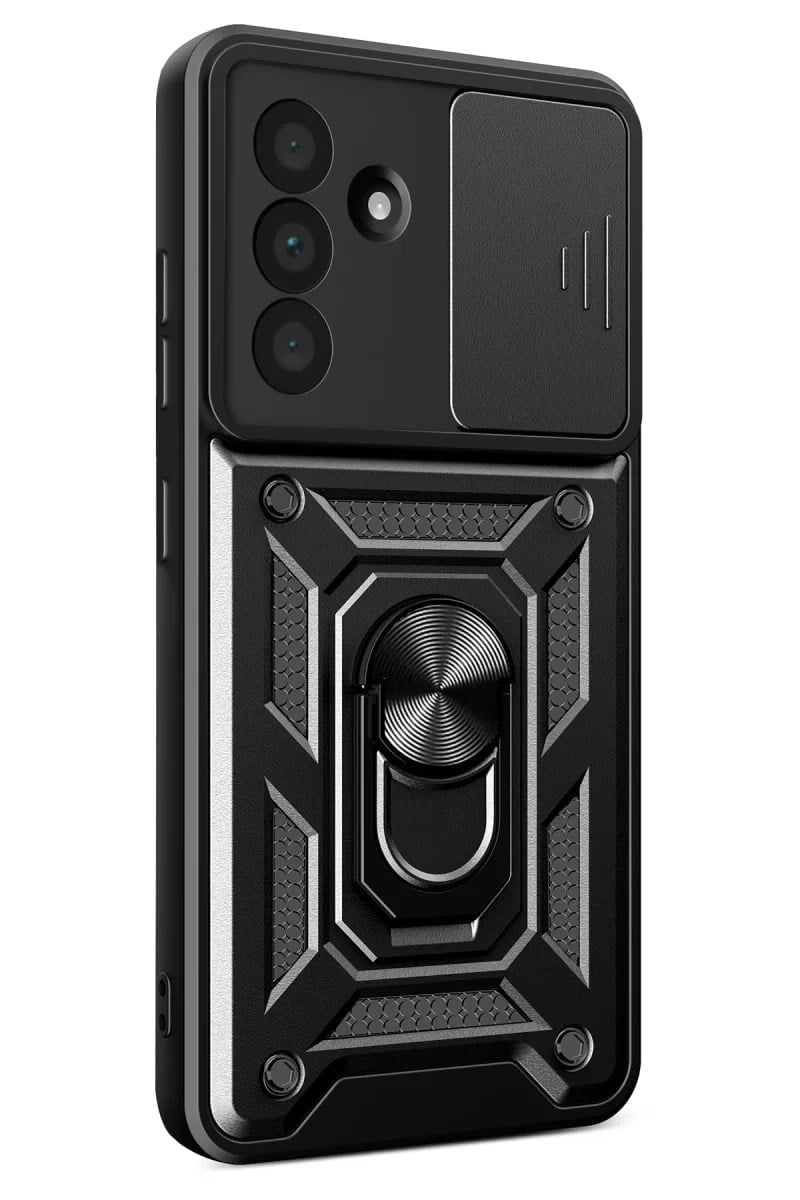 Mey İthalat®  Samsung Galaxy A57 5G Pars Lens Yüzüklü Silikon - Siyah