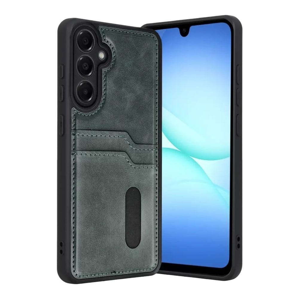 Mey İthalat®  Samsung Galaxy A57 5G Sara Kartvizitli Deri Kılıf - Yeşil