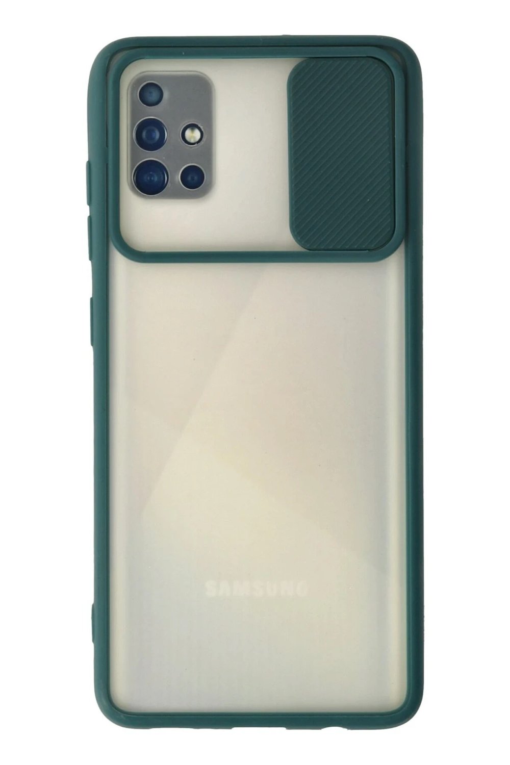 Mey İthalat®  Samsung Galaxy A71 Kılıf Palm Buzlu Kamera Sürgülü Silikon - Yeşil