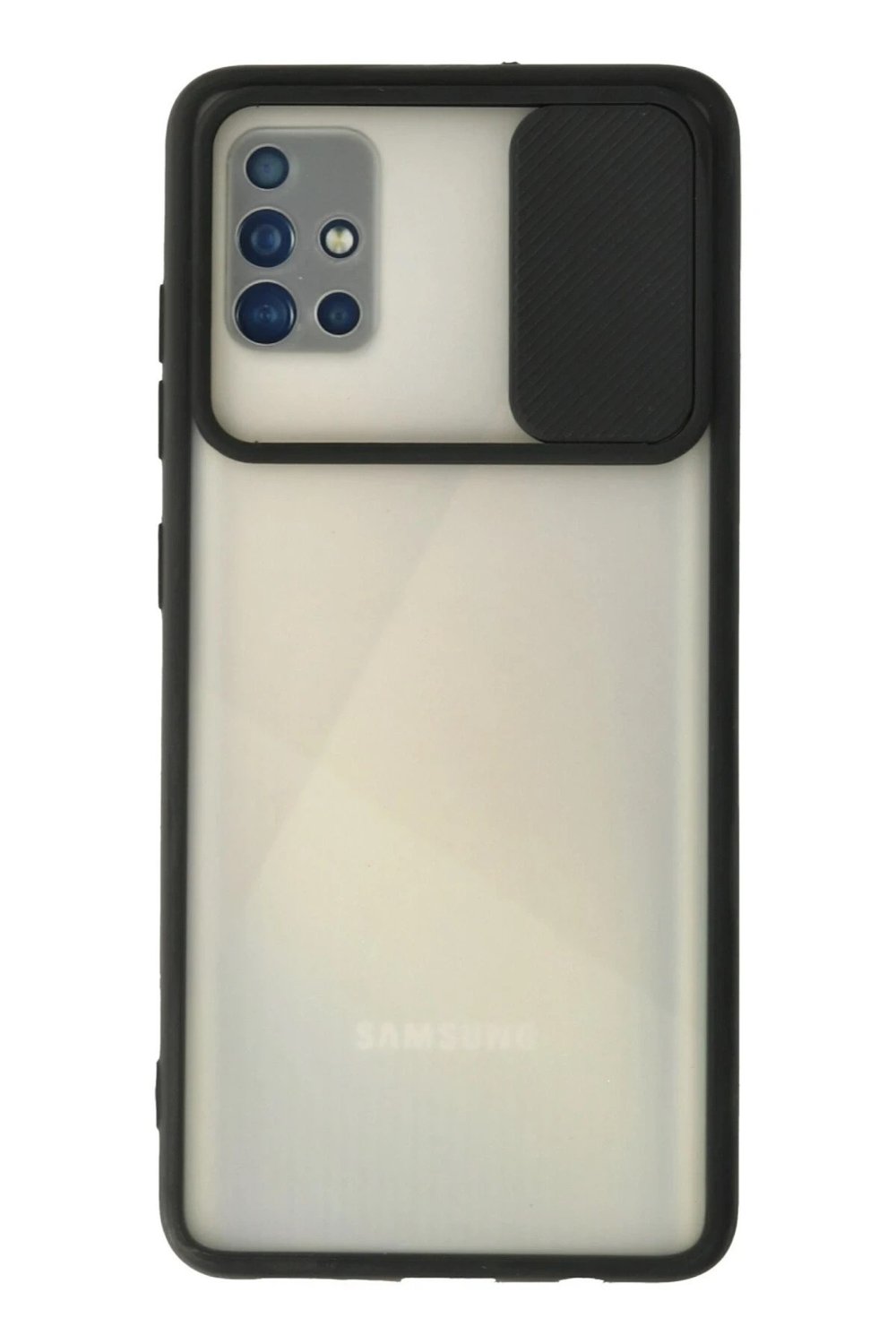 Mey İthalat®  Samsung Galaxy A71 Kılıf Palm Buzlu Kamera Sürgülü Silikon - Siyah
