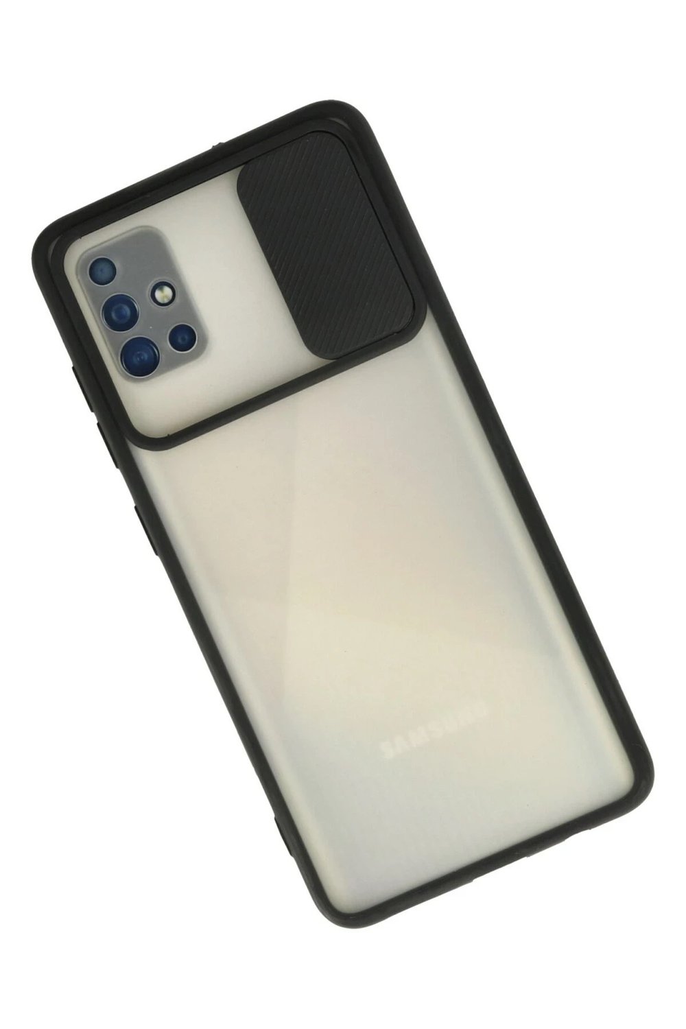 Mey İthalat®  Samsung Galaxy A71 Kılıf Palm Buzlu Kamera Sürgülü Silikon - Siyah