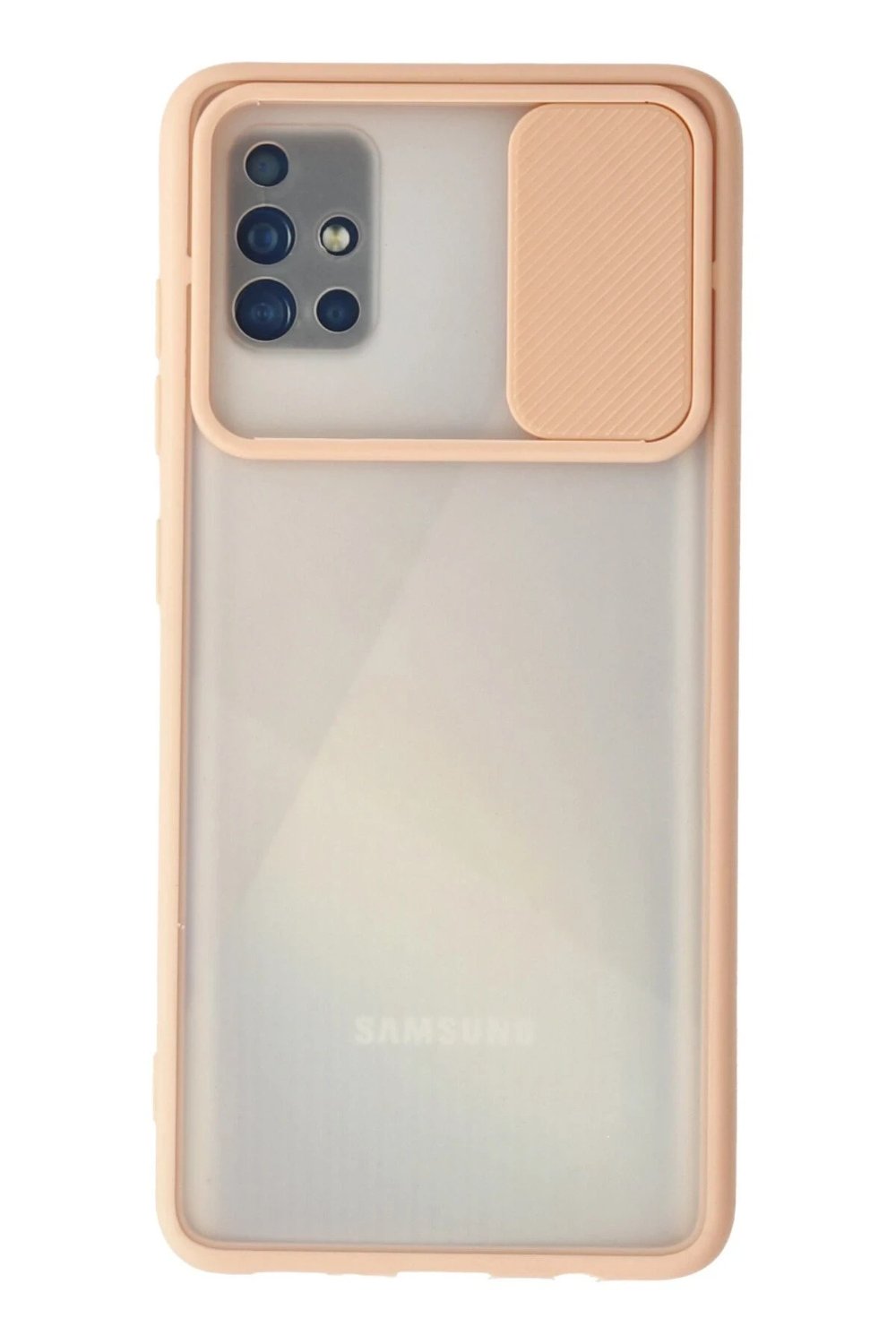 Mey İthalat®  Samsung Galaxy A71 Kılıf Palm Buzlu Kamera Sürgülü Silikon - Pembe