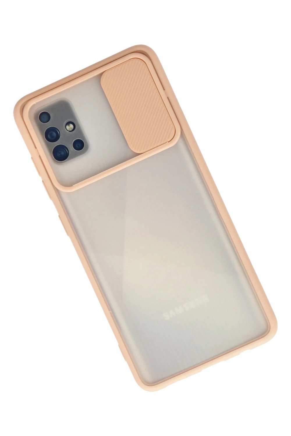 Mey İthalat®  Samsung Galaxy A71 Kılıf Palm Buzlu Kamera Sürgülü Silikon - Pembe