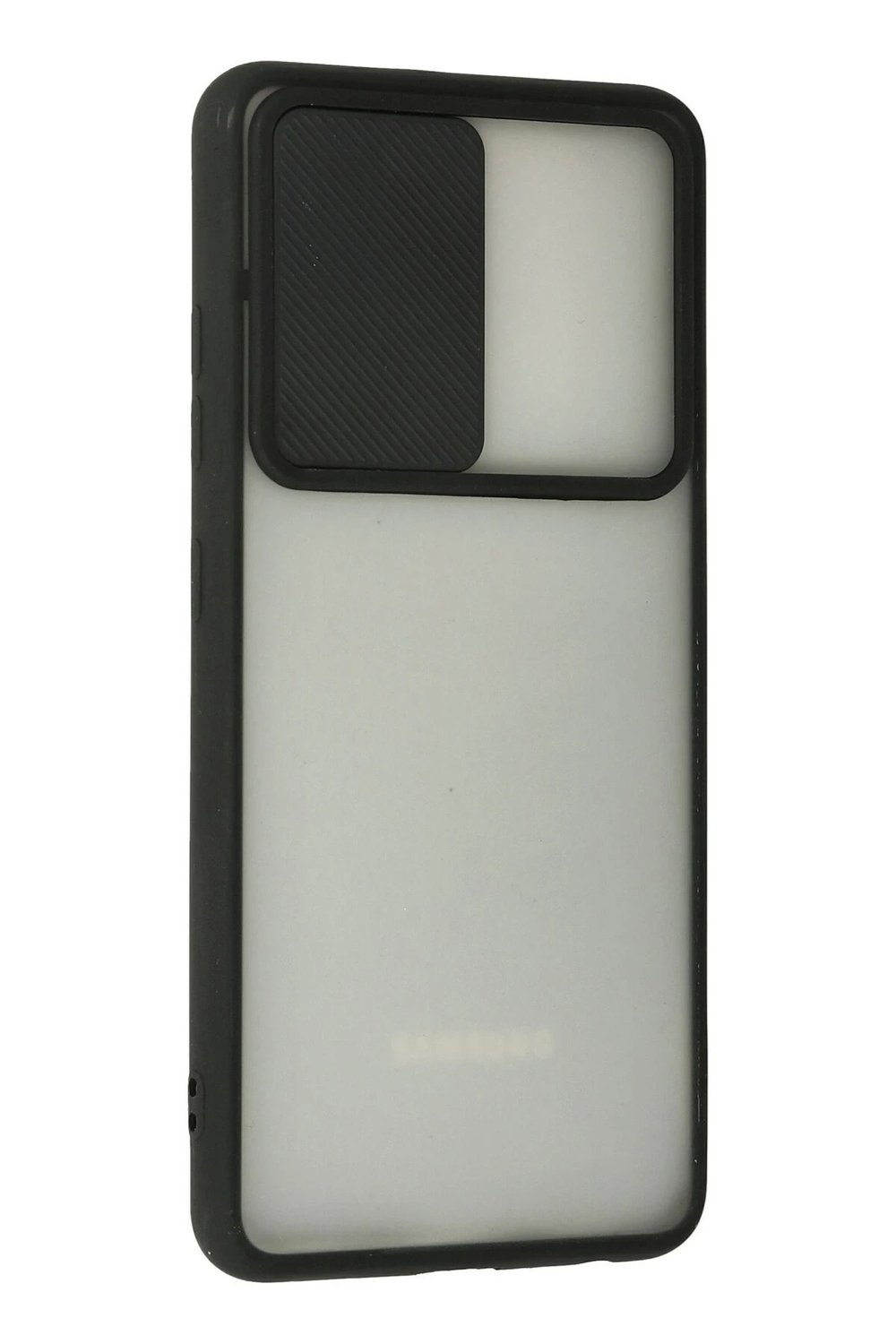 Mey İthalat®  Samsung Galaxy A72 Kılıf Palm Buzlu Kamera Sürgülü Silikon - Siyah