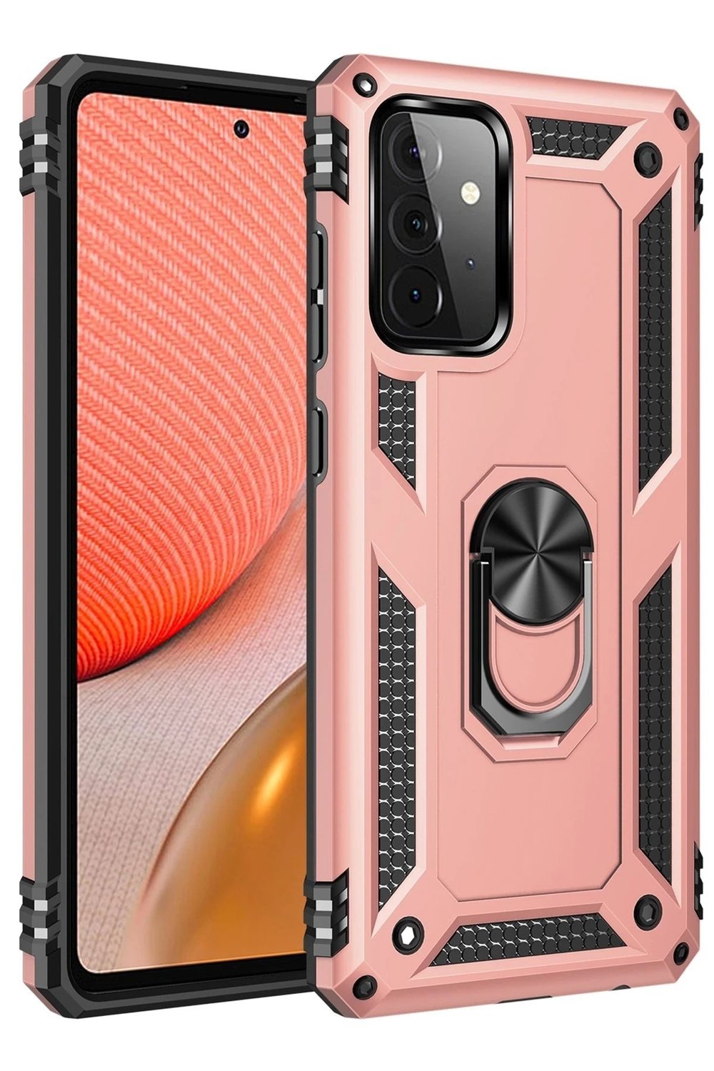 Mey İthalat®  Samsung Galaxy A72 Kılıf Sofya Yüzüklü Silikon Kapak - Rose