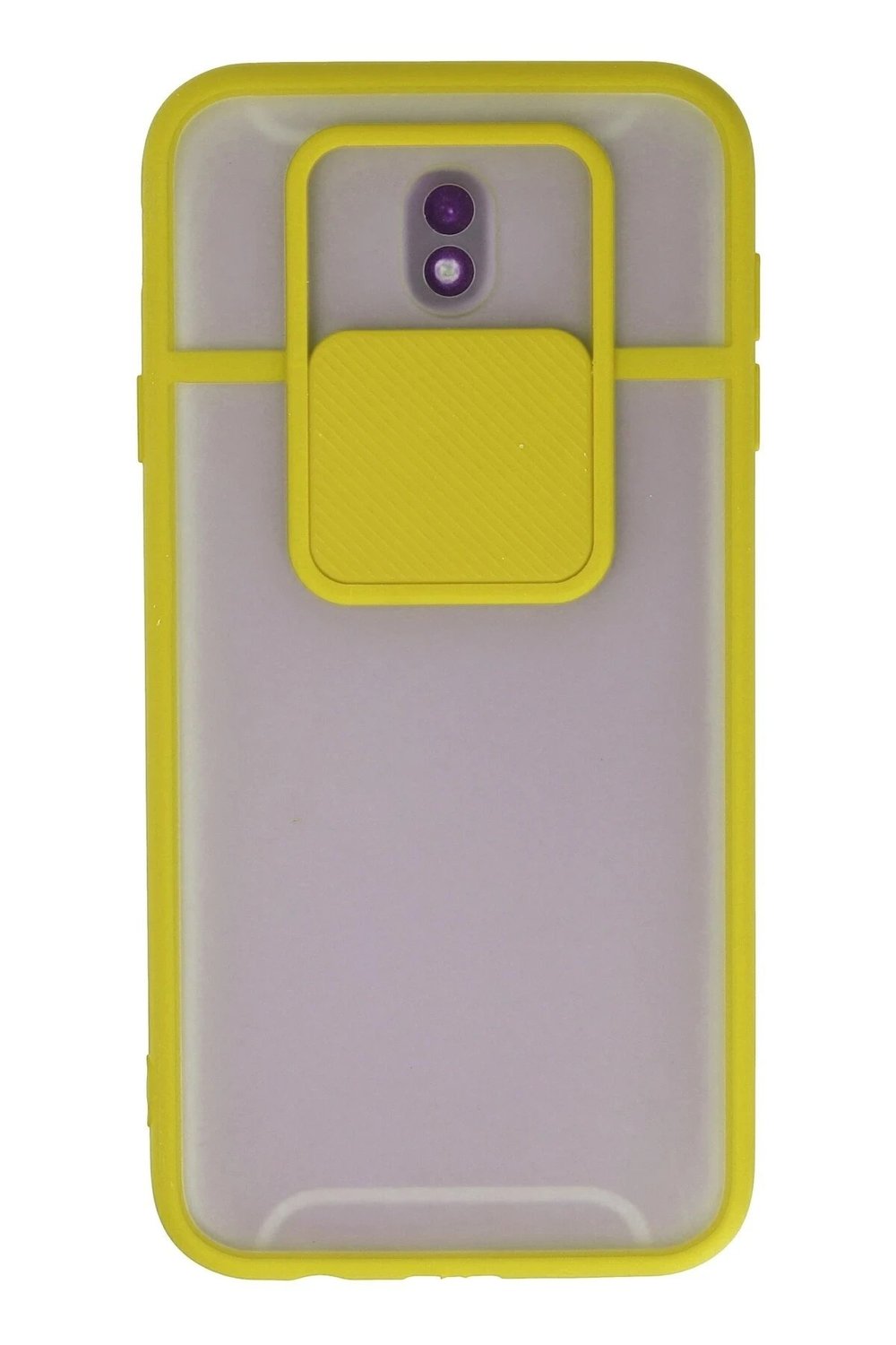 Mey İthalat®  Samsung Galaxy J7 Pro / J730 Kılıf Palm Buzlu Kamera Sürgülü Silikon - Sarı