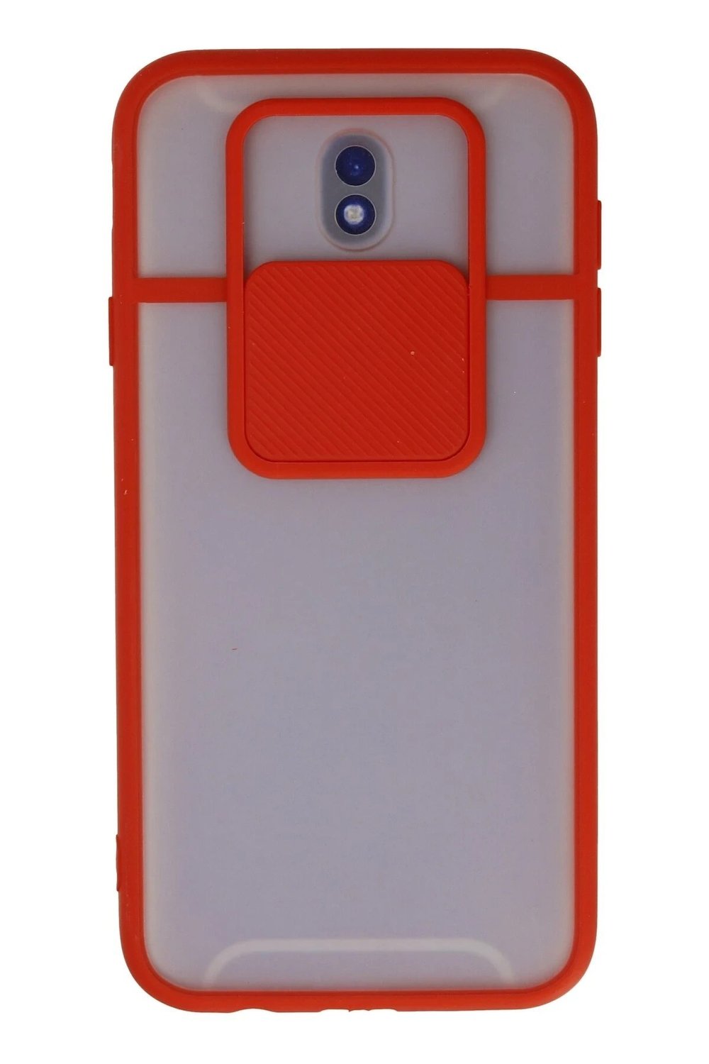 Mey İthalat®  Samsung Galaxy J7 Pro / J730 Kılıf Palm Buzlu Kamera Sürgülü Silikon - Kırmızı