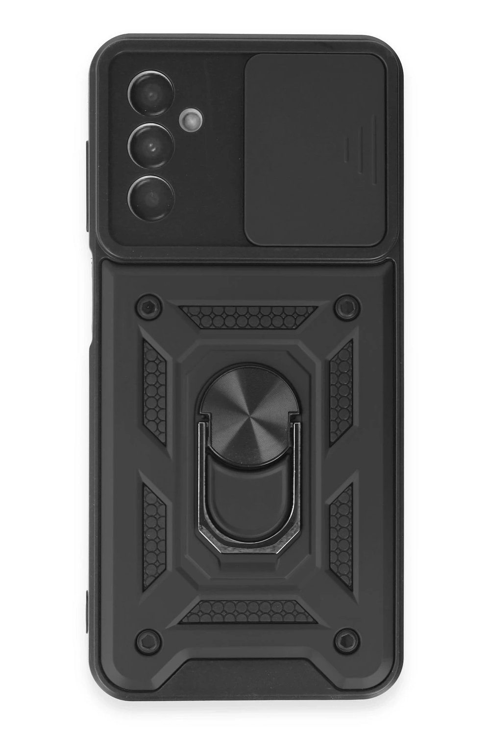 Mey İthalat®  Samsung Galaxy M14 5G Kılıf Pars Lens Yüzüklü Silikon - Siyah