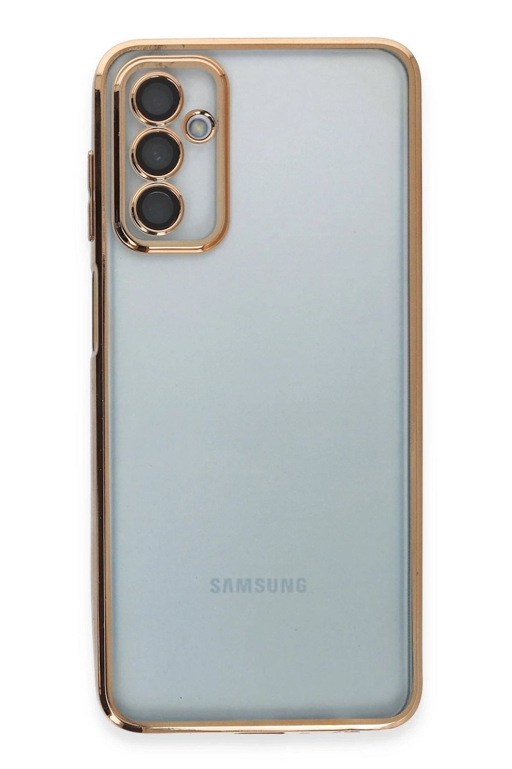 Mey İthalat®  Samsung Galaxy M23 Kılıf  Lensli Silikon - Gold