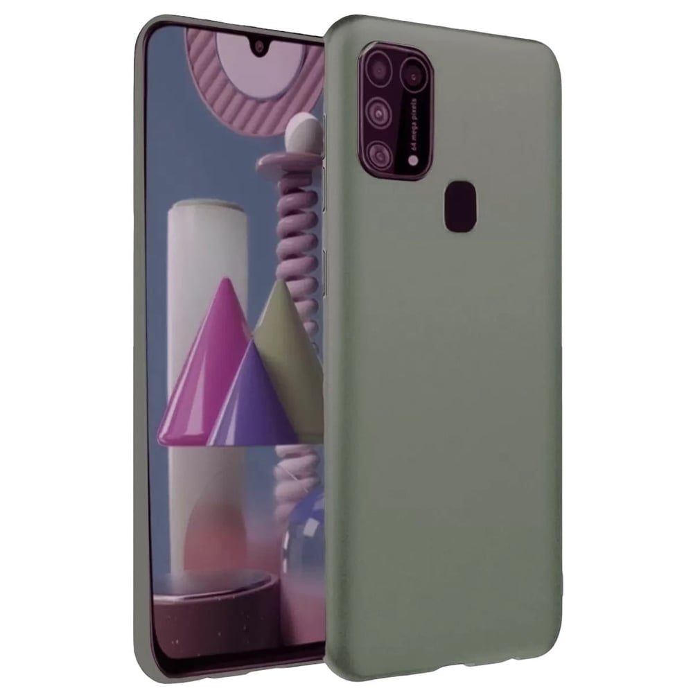 Mey İthalat®  Samsung Galaxy M31 Kılıf Nano içi Kadife Silikon - Koyu Yeşil