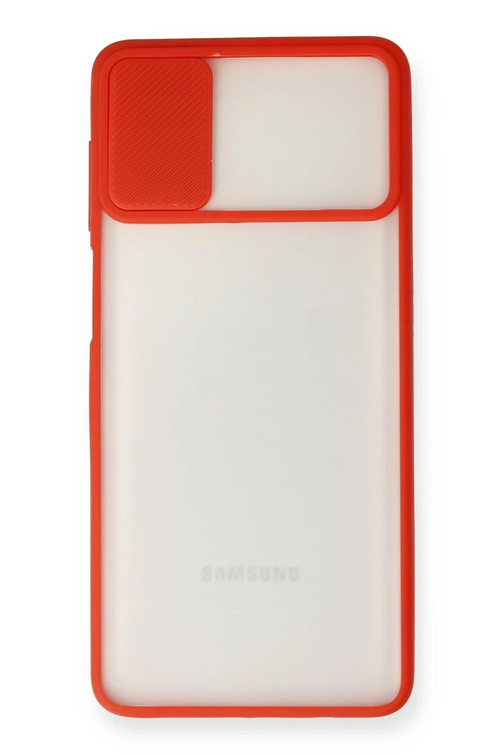 Mey İthalat®  Samsung Galaxy M51 Kılıf Palm Buzlu Kamera Sürgülü Silikon - Kırmızı
