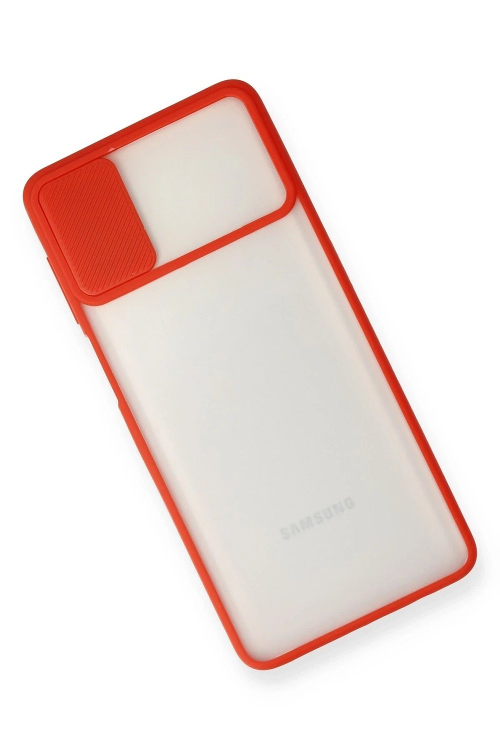 Mey İthalat®  Samsung Galaxy M51 Kılıf Palm Buzlu Kamera Sürgülü Silikon - Kırmızı