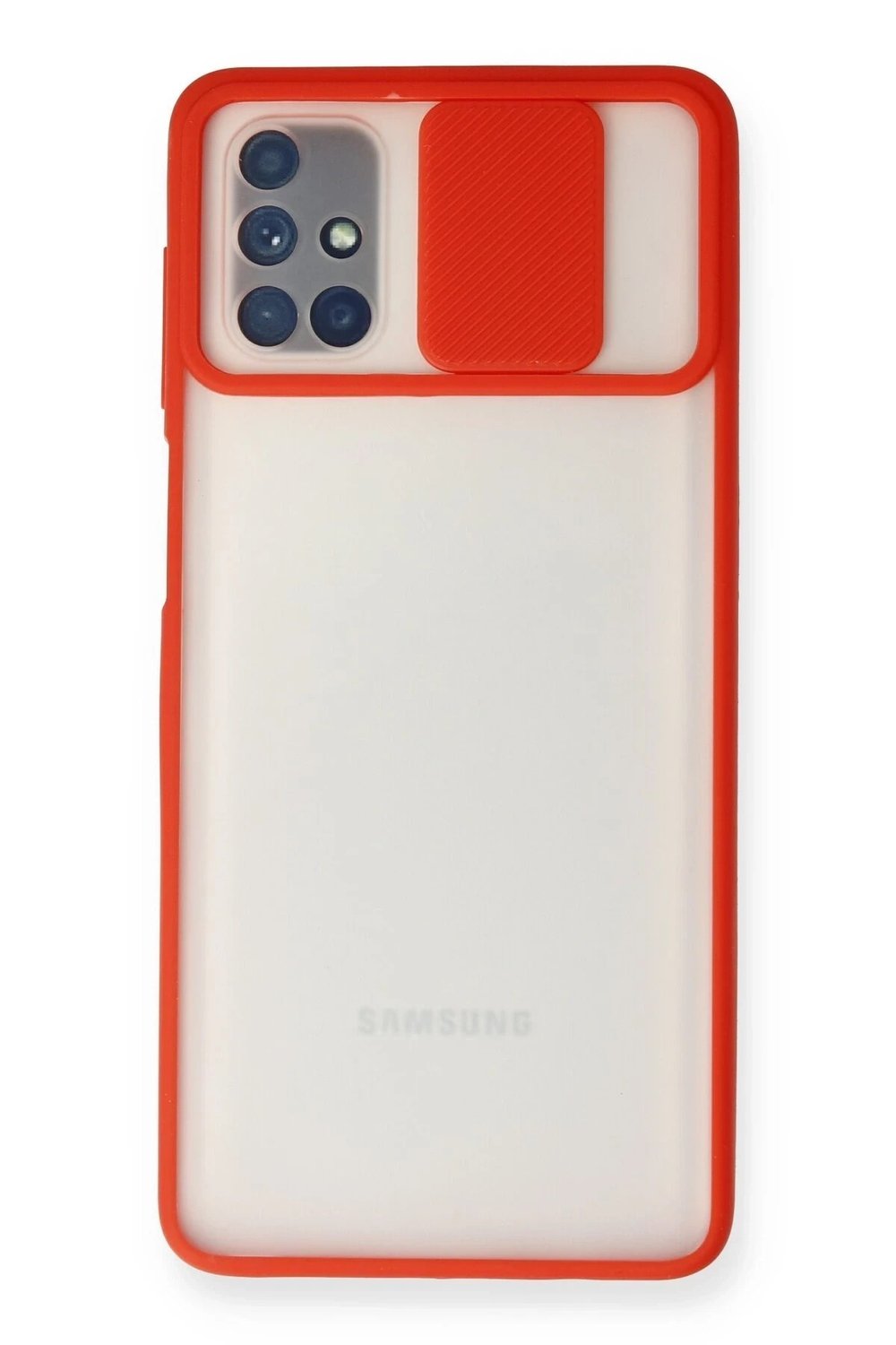 Mey İthalat®  Samsung Galaxy M51 Kılıf Palm Buzlu Kamera Sürgülü Silikon - Kırmızı