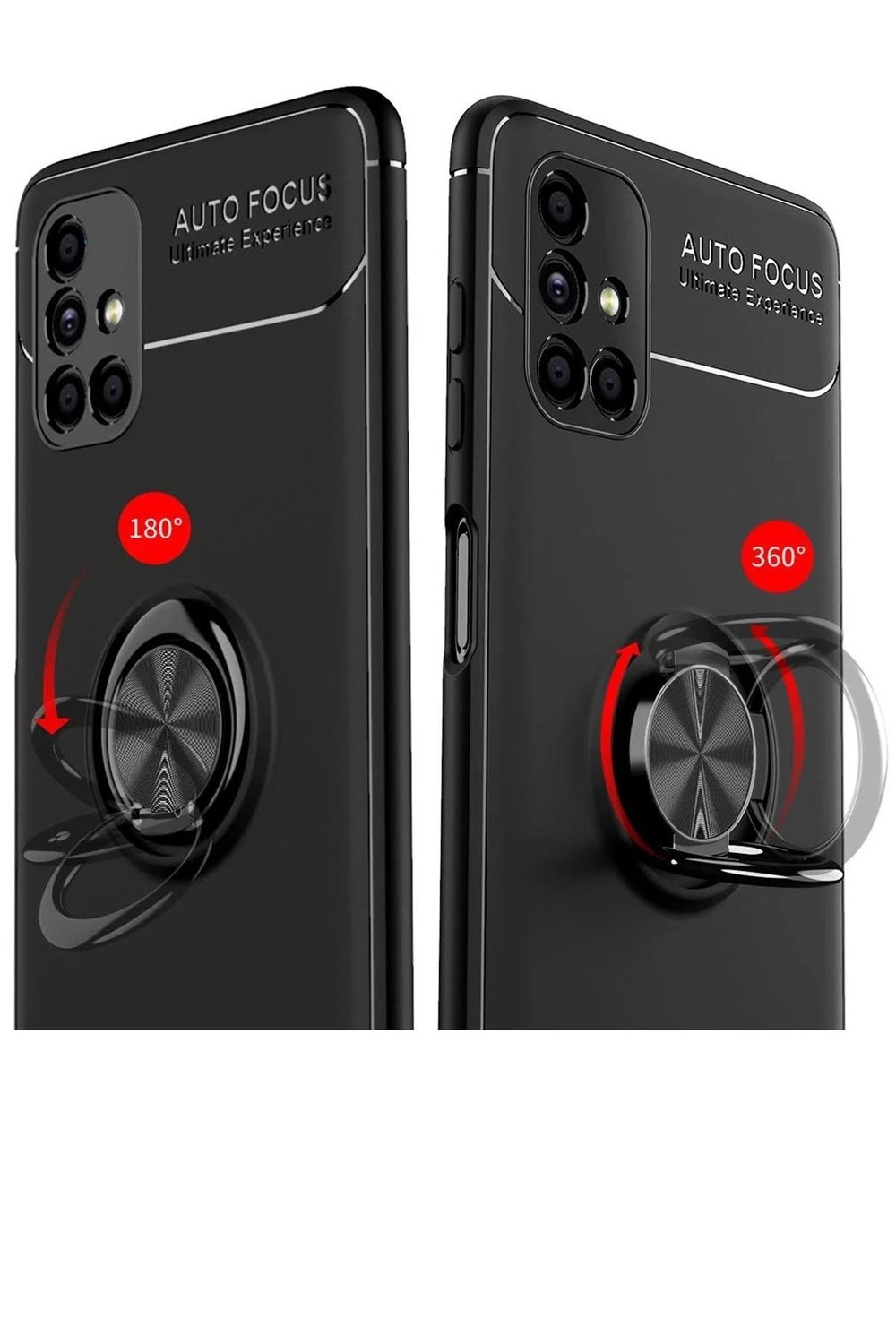 Mey İthalat®  Samsung Galaxy M51 Kılıf Range Yüzüklü Silikon - Siyah-Gold