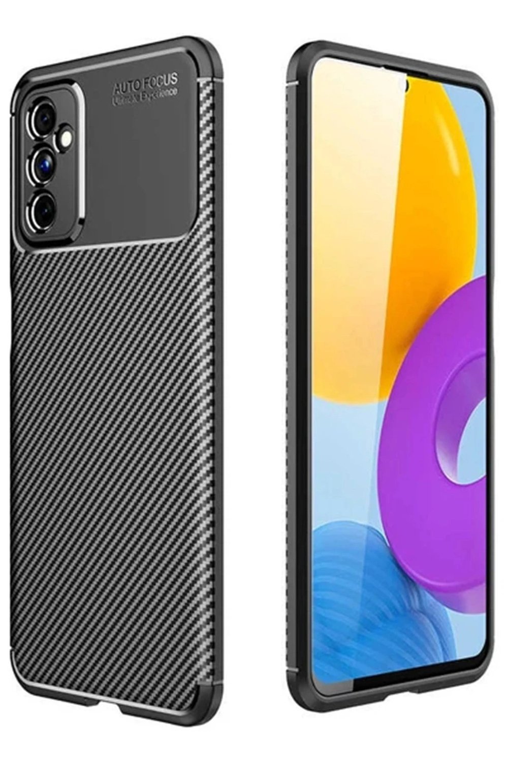 Mey İthalat®  Samsung Galaxy M52 5G Kılıf Auto Focus Karbon Kapak - Siyah