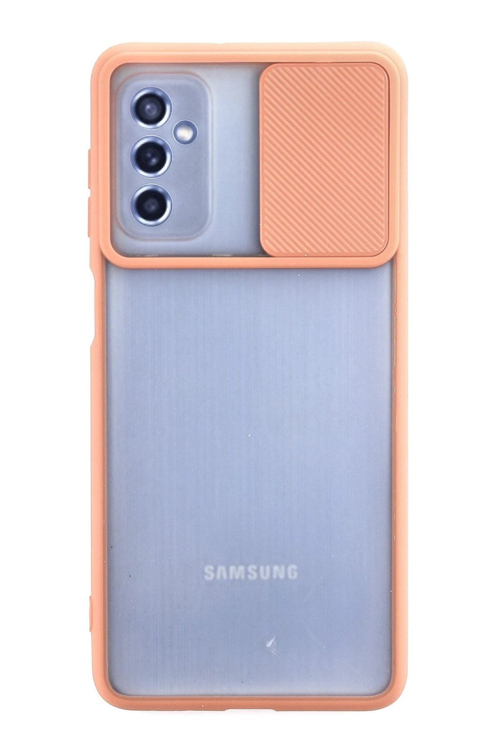 Mey İthalat®  Samsung Galaxy M52 5G Kılıf Palm Buzlu Kamera Sürgülü Silikon - Pembe