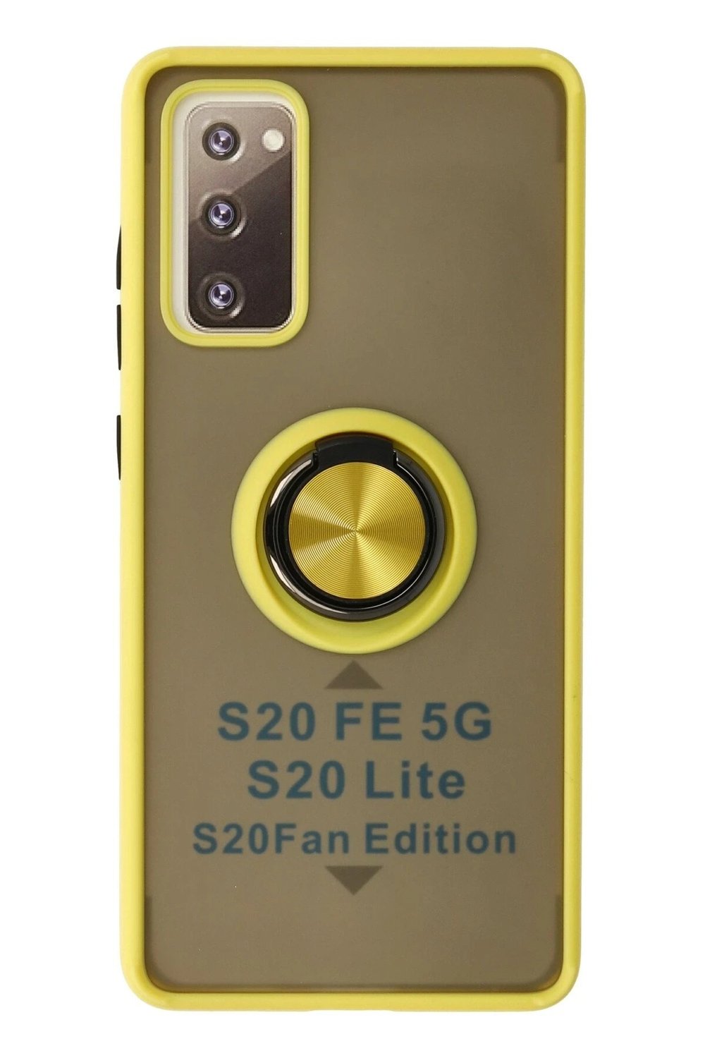Mey İthalat®  Samsung Galaxy S20 FE Kılıf Montreal Yüzüklü Silikon Kapak - Sarı