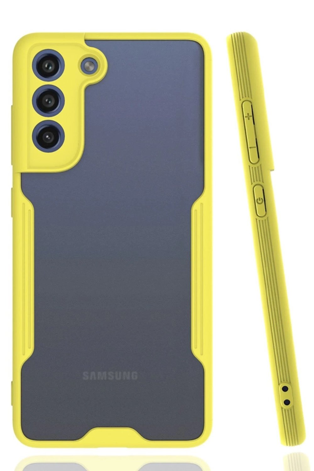 Mey İthalat®  Samsung Galaxy S21 FE Kılıf Platin Silikon - Sarı