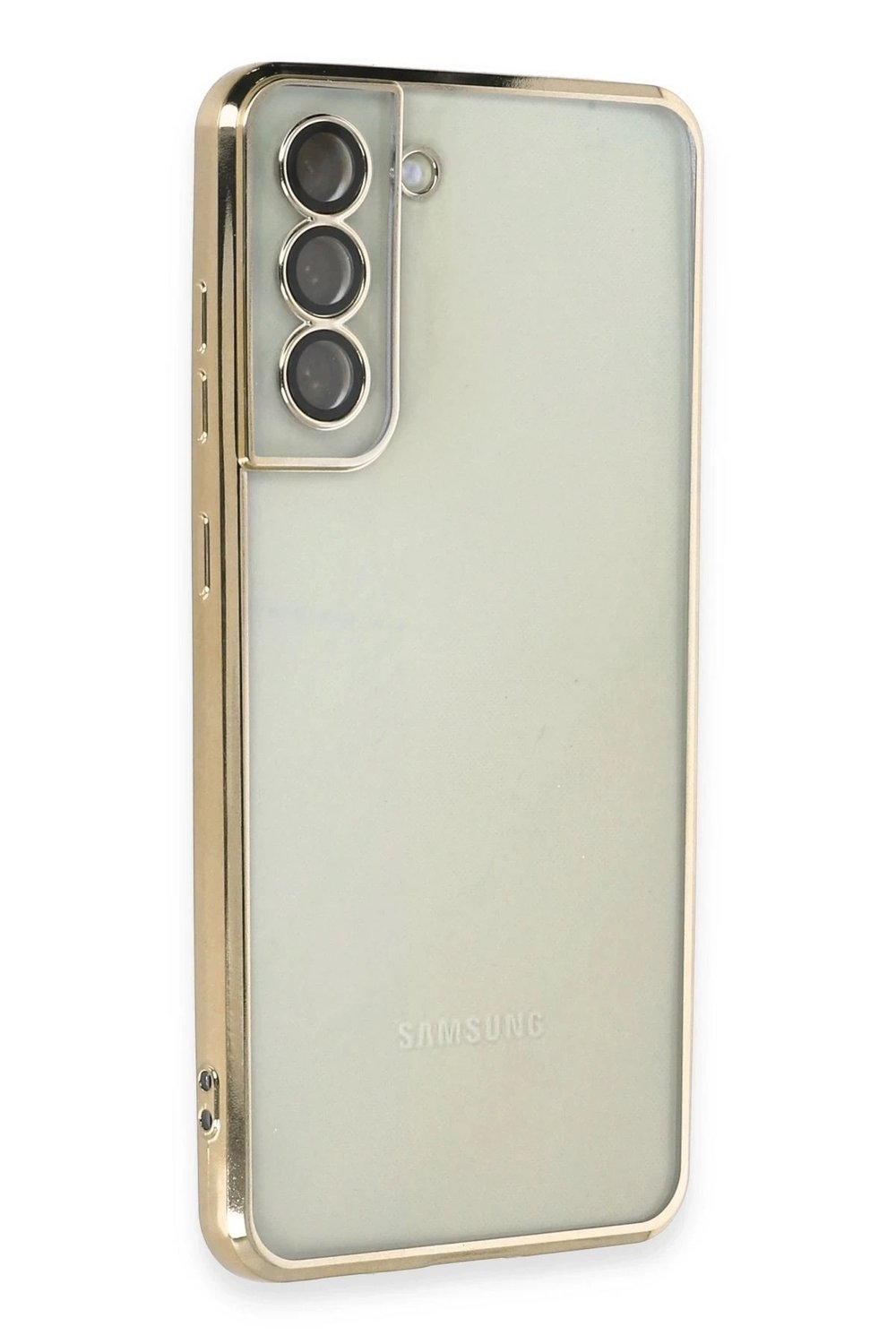Mey İthalat®  Samsung Galaxy S21 FE Kılıf  Lensli Silikon - Gold