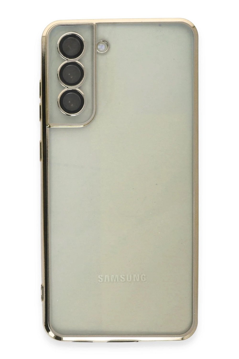 Mey İthalat®  Samsung Galaxy S21 FE Kılıf  Lensli Silikon - Gold