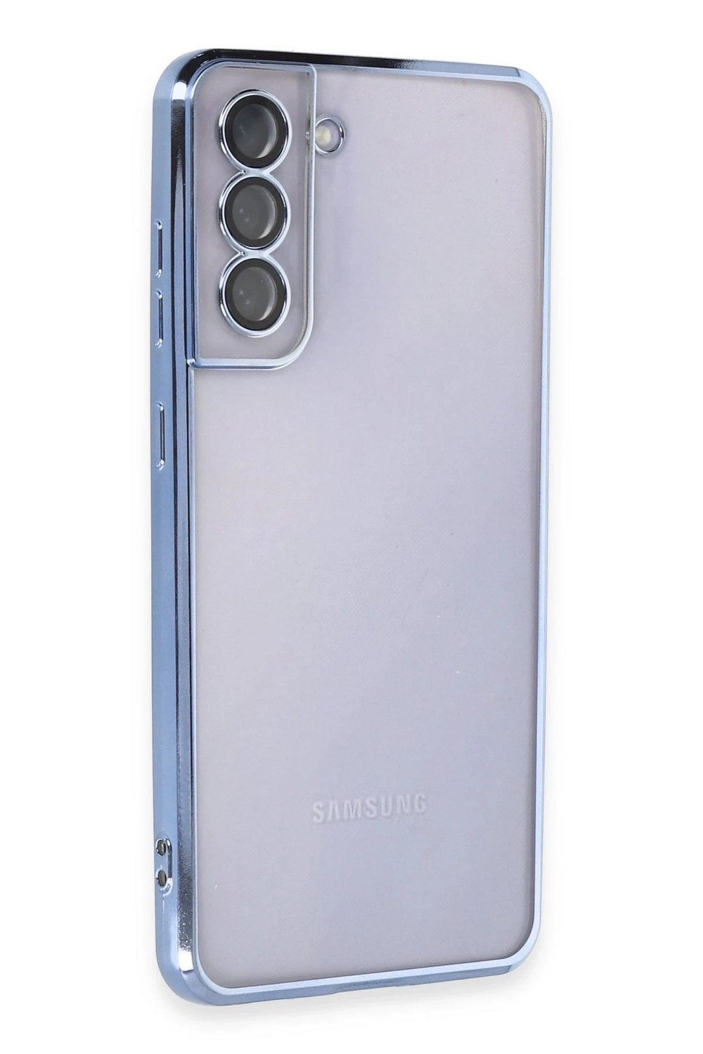 Mey İthalat®  Samsung Galaxy S21 FE Kılıf  Lensli Silikon - Açık Mavi