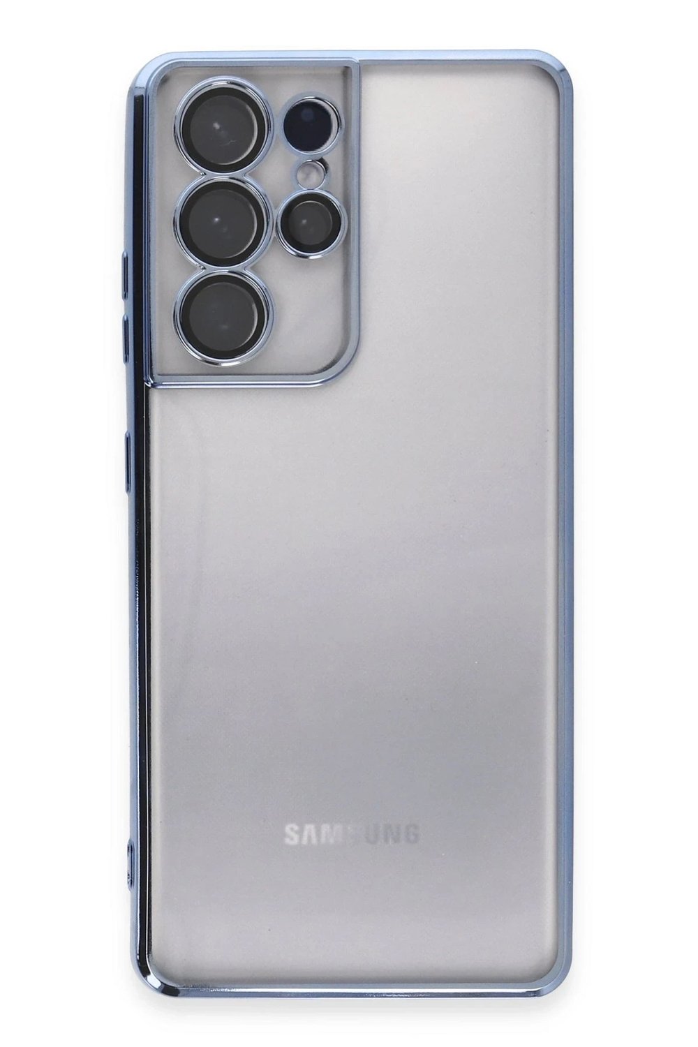 Mey İthalat®  Samsung Galaxy S21 Ultra Kılıf  Lensli Silikon - Açık Mavi