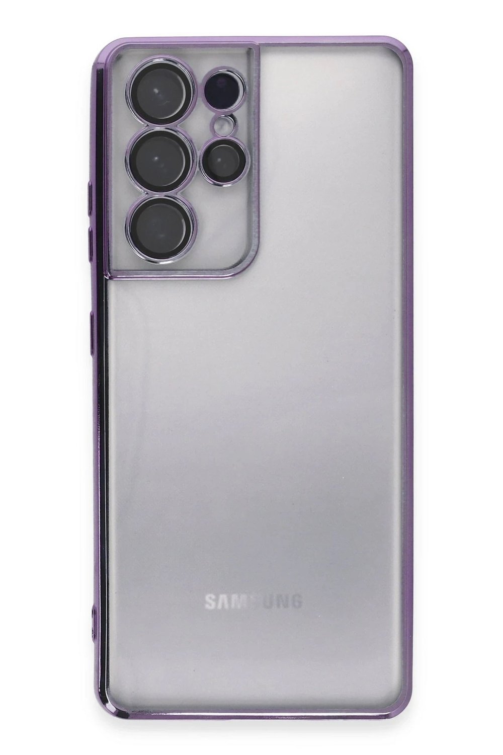 Mey İthalat®  Samsung Galaxy S21 Ultra Kılıf  Lensli Silikon - Mor