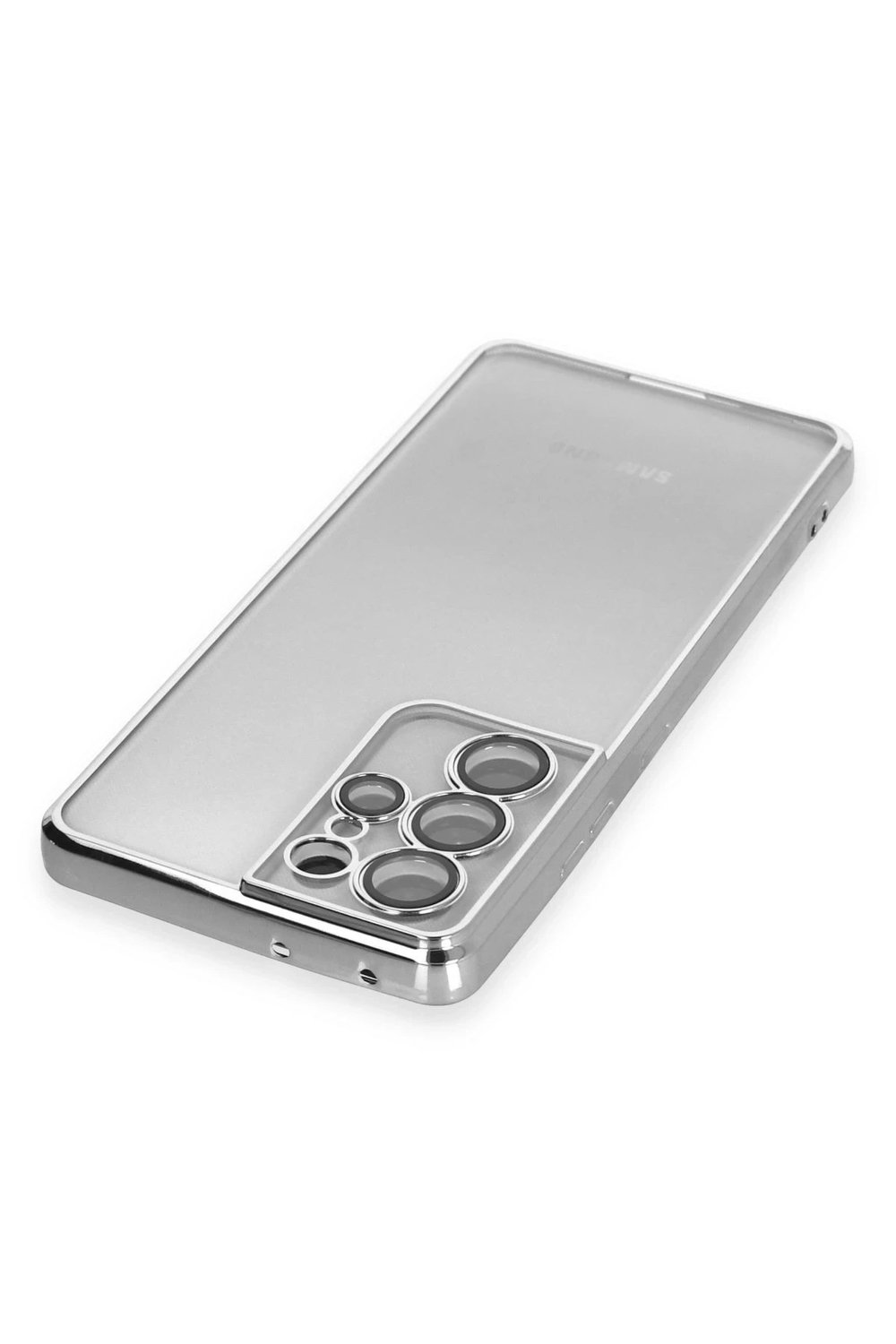 Mey İthalat®  Samsung Galaxy S21 Ultra Kılıf  Lensli Silikon - Gümüş