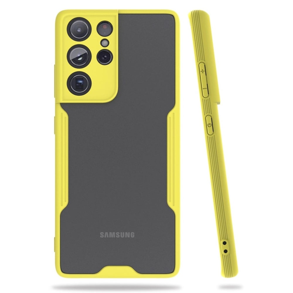 Mey İthalat®  Samsung Galaxy S21 Ultra Kılıf Platin Silikon - Sarı