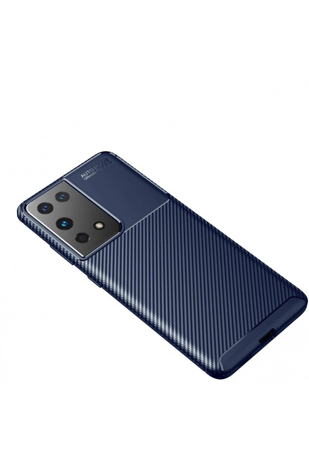 Mey İthalat®  Samsung Galaxy S21 Ultra Kılıf Auto Focus Karbon Kapak - Lacivert